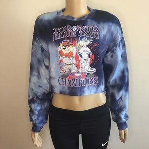 Tie dye Toronto Blue Jays cropped sweatshirt